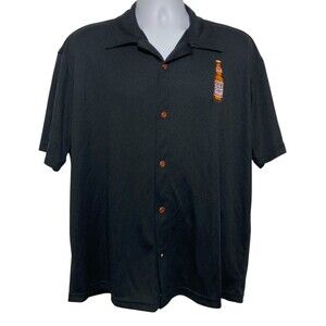 Steady Customs Shirt Men Size L Black Button Up Short Sleeve Budweiser Casual